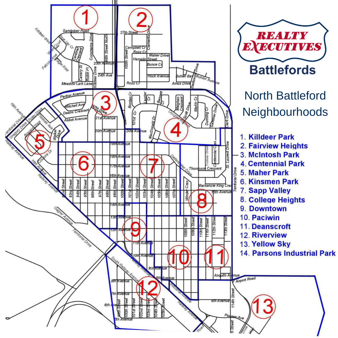 North Battleford Neigbourhoods blue print map